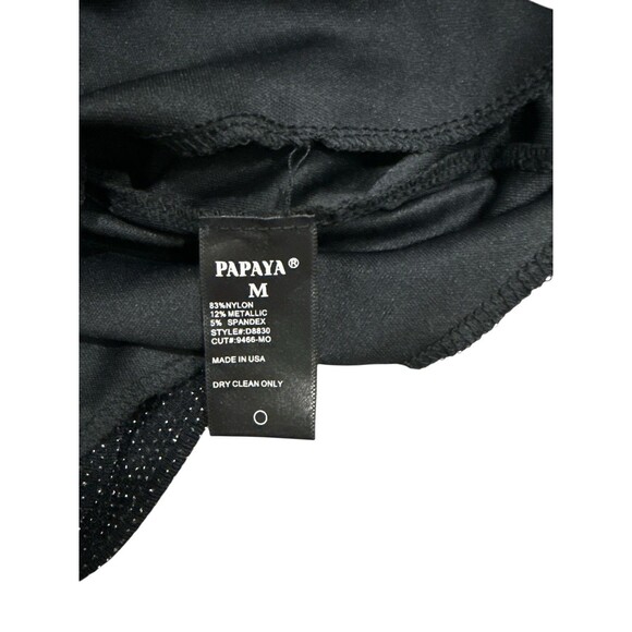 Papaya Black Metallic Shimmer Cowl Neck Bodycon Dress Size M Made in USA - Picture 5 of 8